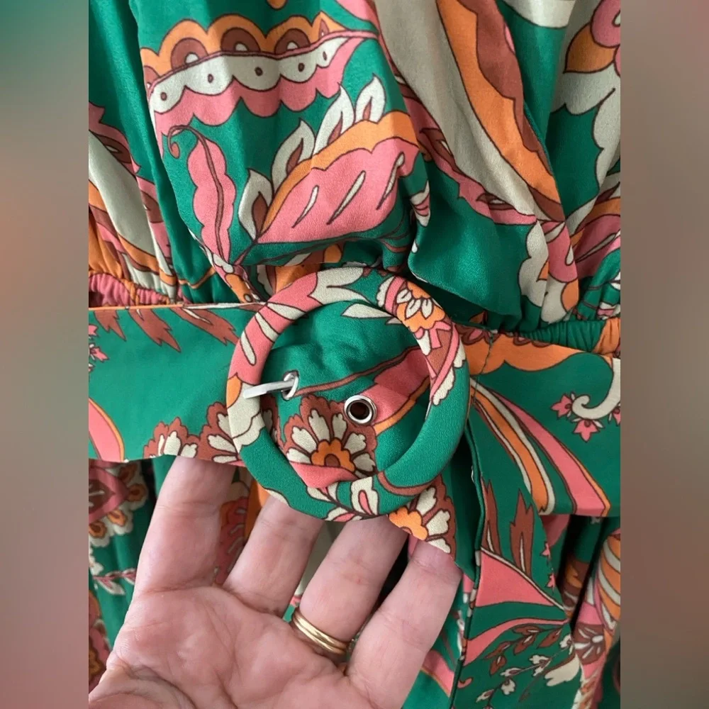 Flaying Tomato SUNNYSIDE FLORALS WOVEN MIDI DRESS size L pristine condition - Picture 7 of 17